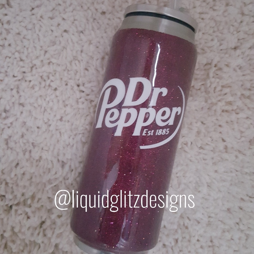 Dr Pepper 17 oz Stainless Glitter Tumbler